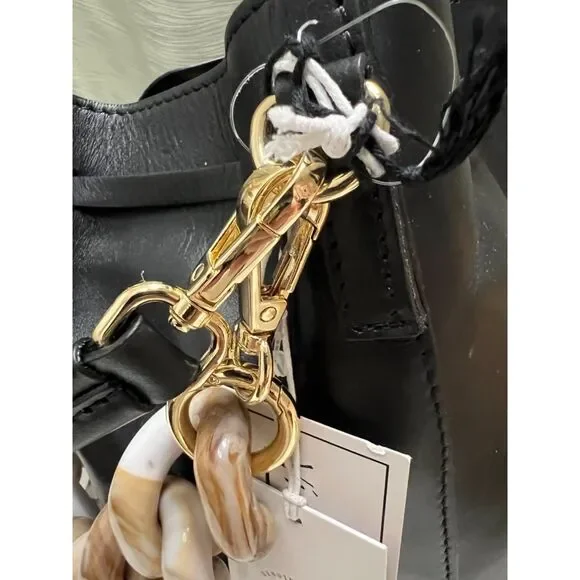 NWT Viola Castellani smooth black leather bucket bag - Picture 5 of 12